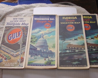 Gulf Tour Guide road maps c 1950 Florida DC NY-NJ
