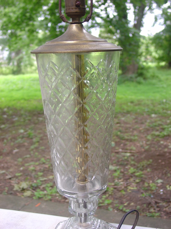 Tall Crystal Diamond N Dot Glass Table Lamp Etsy UK