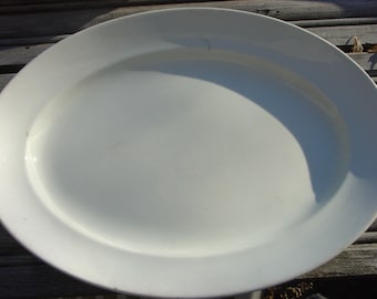 Mercer deep Rolled Edge Oval iron stone Platter OLD 14 inch