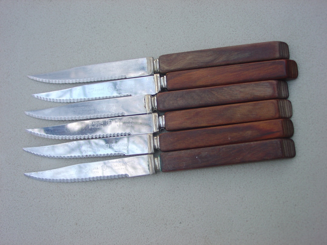 Regent Sheffield England Steak Knives W Wood Handles Modernist Retro Etsy