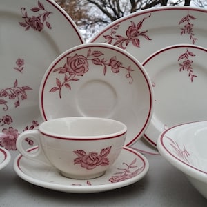 Sharon pattern Mayer China 1950s restaurant ware HTF roses transferware