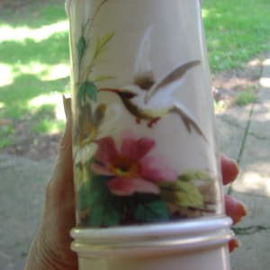 Hummingbird hand painted vase OLD