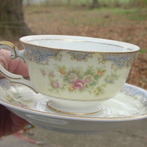 Occupied Japan china cup saucer bowls Tajimi Damers signed