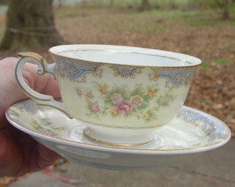 Occupied Japan china cup saucer bowls Tajimi Damers signed