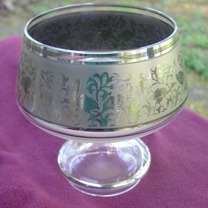 Silver overlay glass compote MCM