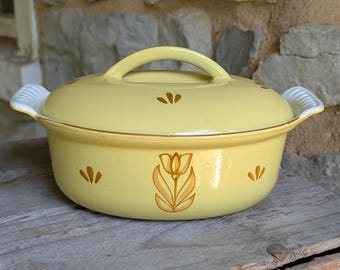 Panela holandesa de ferro fundido esmaltado DRU Holland, padrão tulipa amarela Baker