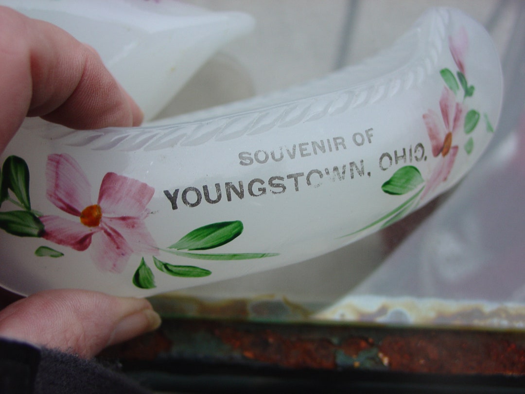 Candy Containers Opalescent Milk Glass Souvenir Canoes Etsy