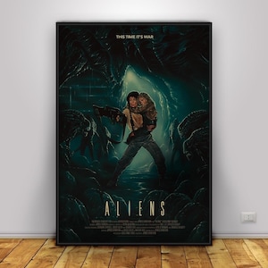 Alien-poster, Ripley och Xenomorph-väggkonst, Sci-fi-skräcktryck, klassisk filmdekor