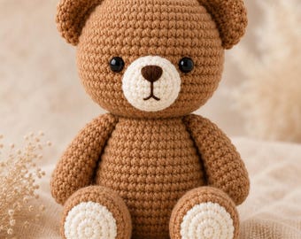 Niedliche Teddybär-Häkelanleitung – Amigurumi-PDF-Tutorial für Anfänger | Einfache Schritt-für-Schritt-Anleitung | Sofortiger digitaler Download