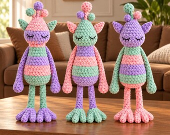Crochet Alien Pattern PDF, 3 Amigurumi Alien Crochet Patterns, Long Leg Alien Toy Pattern,digital PDF