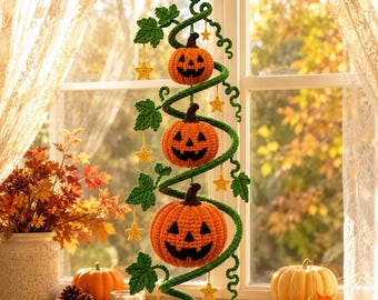Häkelanleitung für einen Kürbis-Windspinner (PDF) | Anleitung für Halloween-Kürbis-Hängedekoration