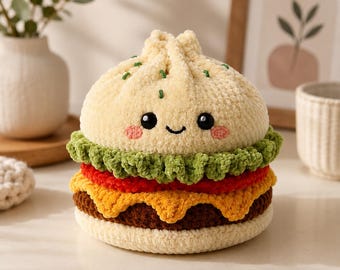 Häkelanleitung für Teigtaschen (PDF) | Niedliche Amigurumi-Lebensmittel-Anleitung | Häkelanleitung für Burger | Geschenkidee für die Schreibtischdeko