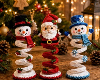 Christmas Crochet Pattern PDF | Amigurumi Christmas Decor Spiral Trio | Holiday Centerpiece Craft