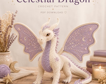 Häkelanleitung für einen Himmelsdrachen – Amigurumi PDF (Fortgeschritten) – 15–18 Zoll lange stehende Drachenflügel