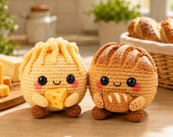 Häkelanleitung für Käse- und Brotknödel (Amigurumi) – PDF | Niedliches Plüschtier-Duo | Einfache Häkelanleitung für Anfänger | Digitaler Download