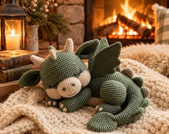 Haakpatroon voor een slapende babydraak (PDF) | Digitale download van een amigurumi draakknuffel | Eenvoudige doe-het-zelf-handleiding voor een knuffel | Babycadeau