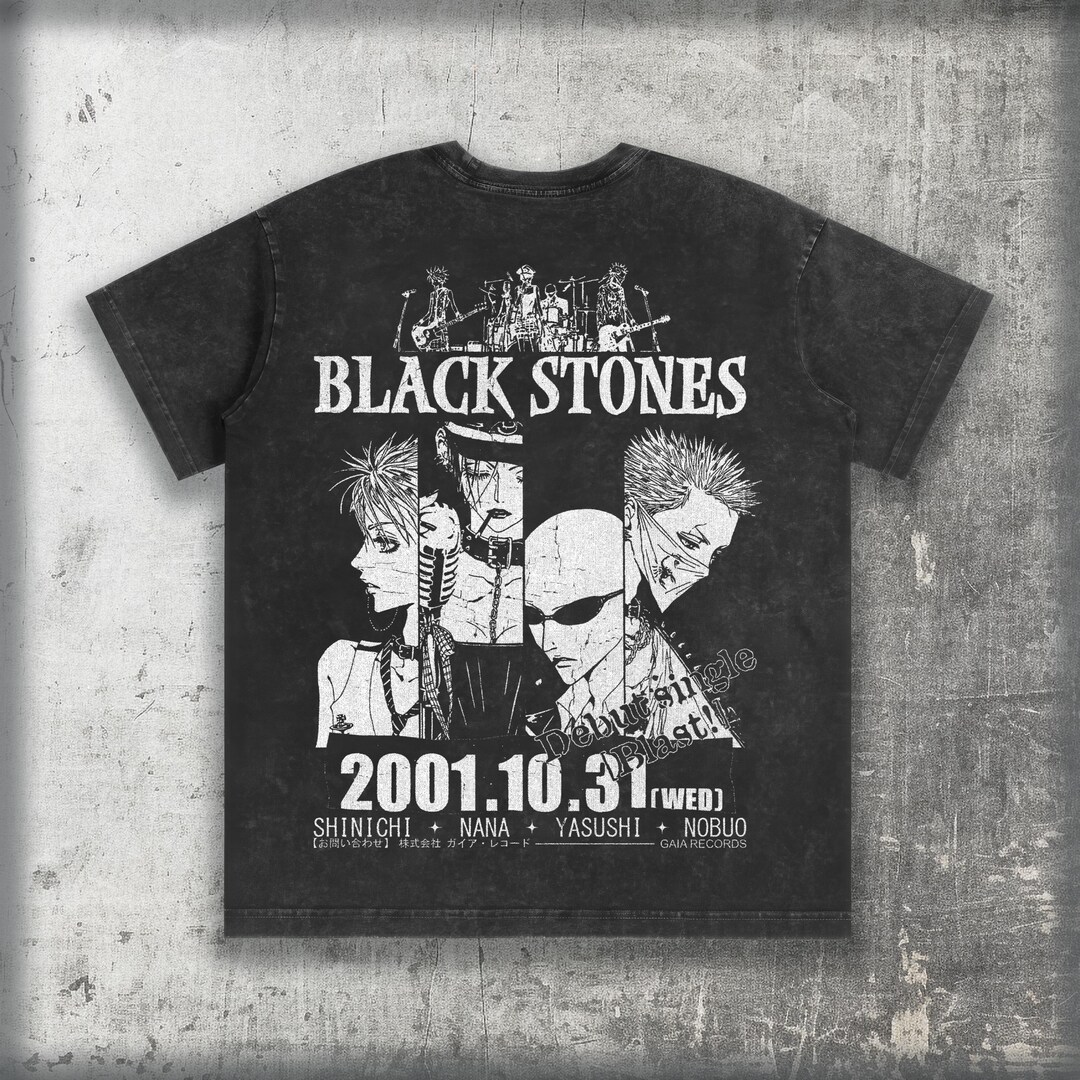 NANA Anime T Shirt, 90s Retro Manga Faded Wash Relaxed Fit Gym