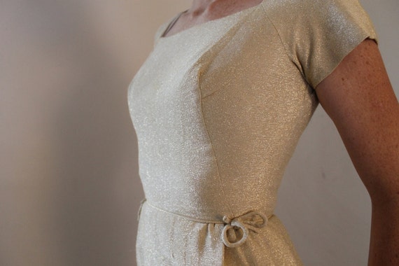 Shimmering Gold Vintage Cocktail Wiggle Dress 196… - image 4