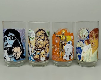 Star Wars tumblers drinking glasses Burger King promo 1977
