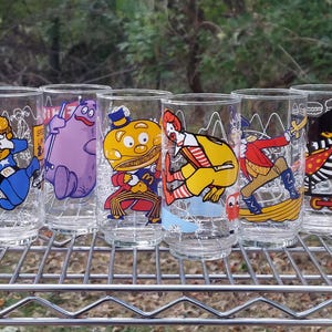McDonald's mcdonaldland action series glass drink tumblers glasses 1970s