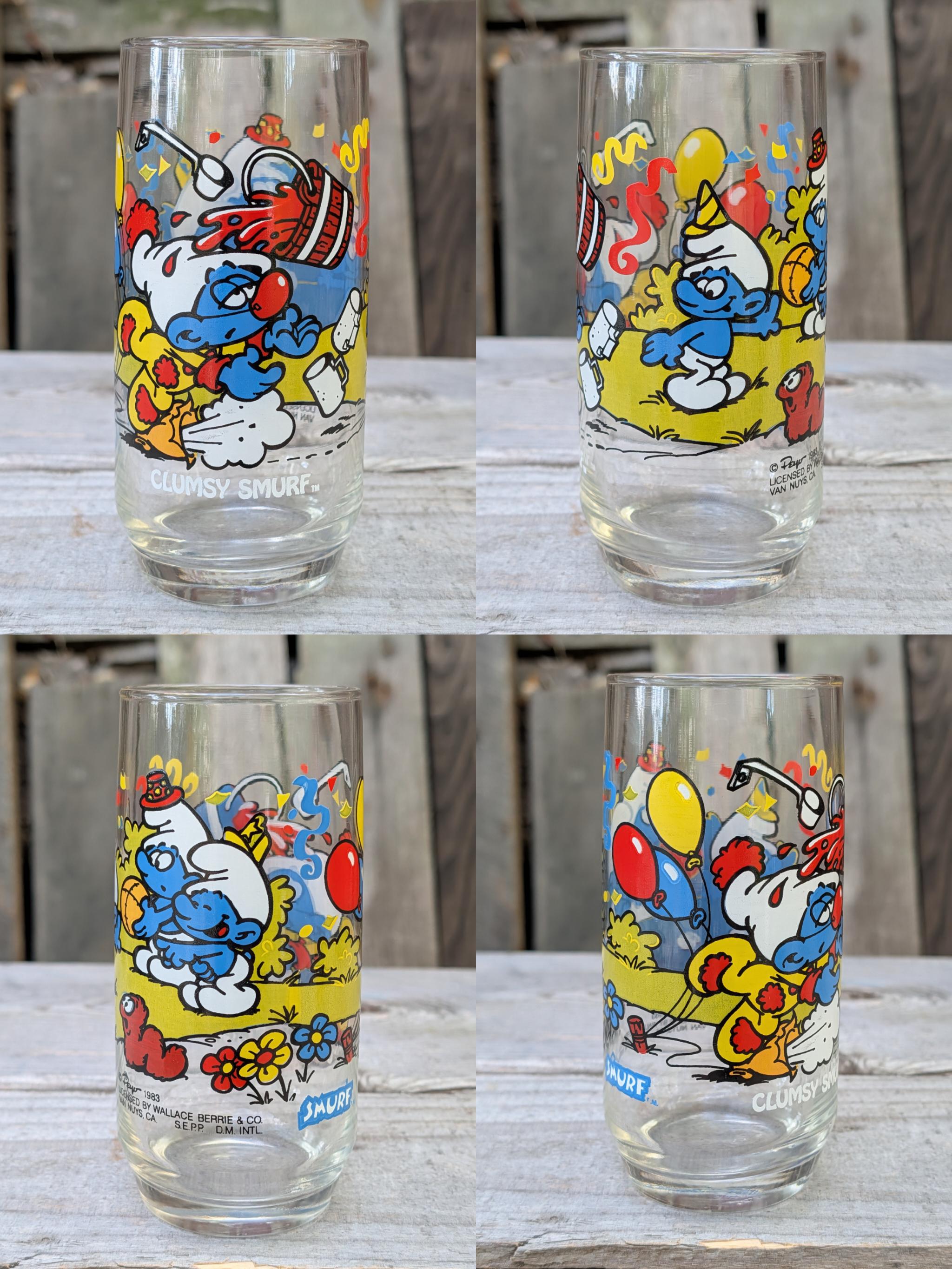 スマーフガラスドリンクタンブラーグラス1982-83ハーディーズリビー