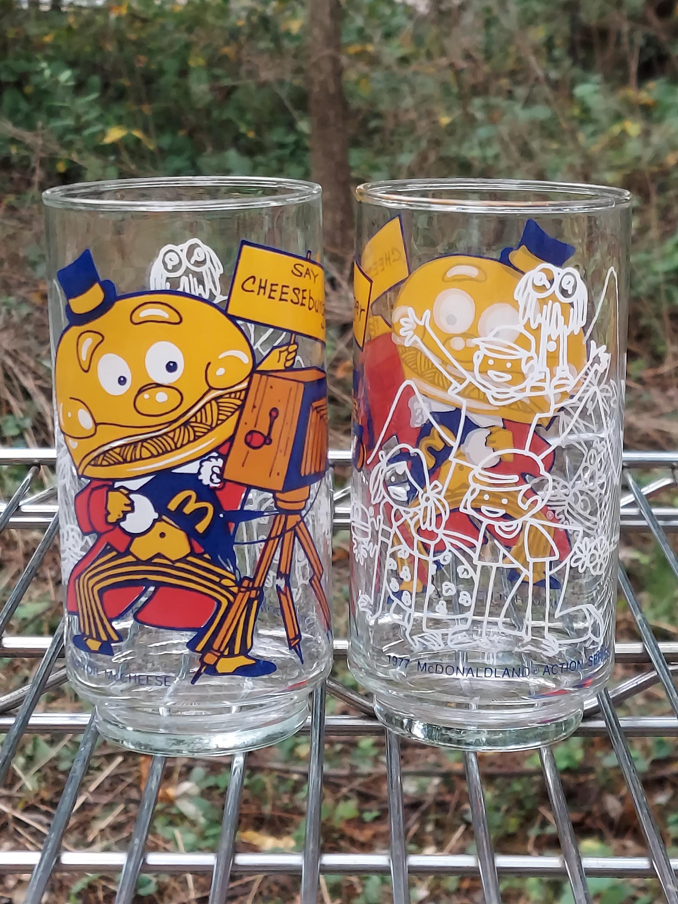 Mcdonalds Mcdonaldland Action Series Glass Drink Tumblers Glasses