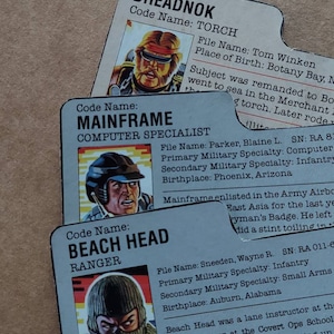 GI Joe File Karten für Serie 4-5 Figuren ARAH von Hasbro 1984