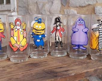 McDonalds collector series glass drink tumblers glasses 1970s