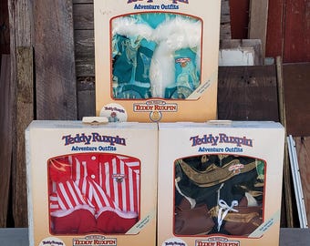Trajes de aventura de Teddy Ruxpin de Worlds of wonder 1985-86 (NOS sin usar)