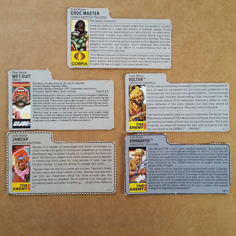 GI Joe File Cards Series 5 8 ARAH By Hasbro 1986 1989 Etsy
