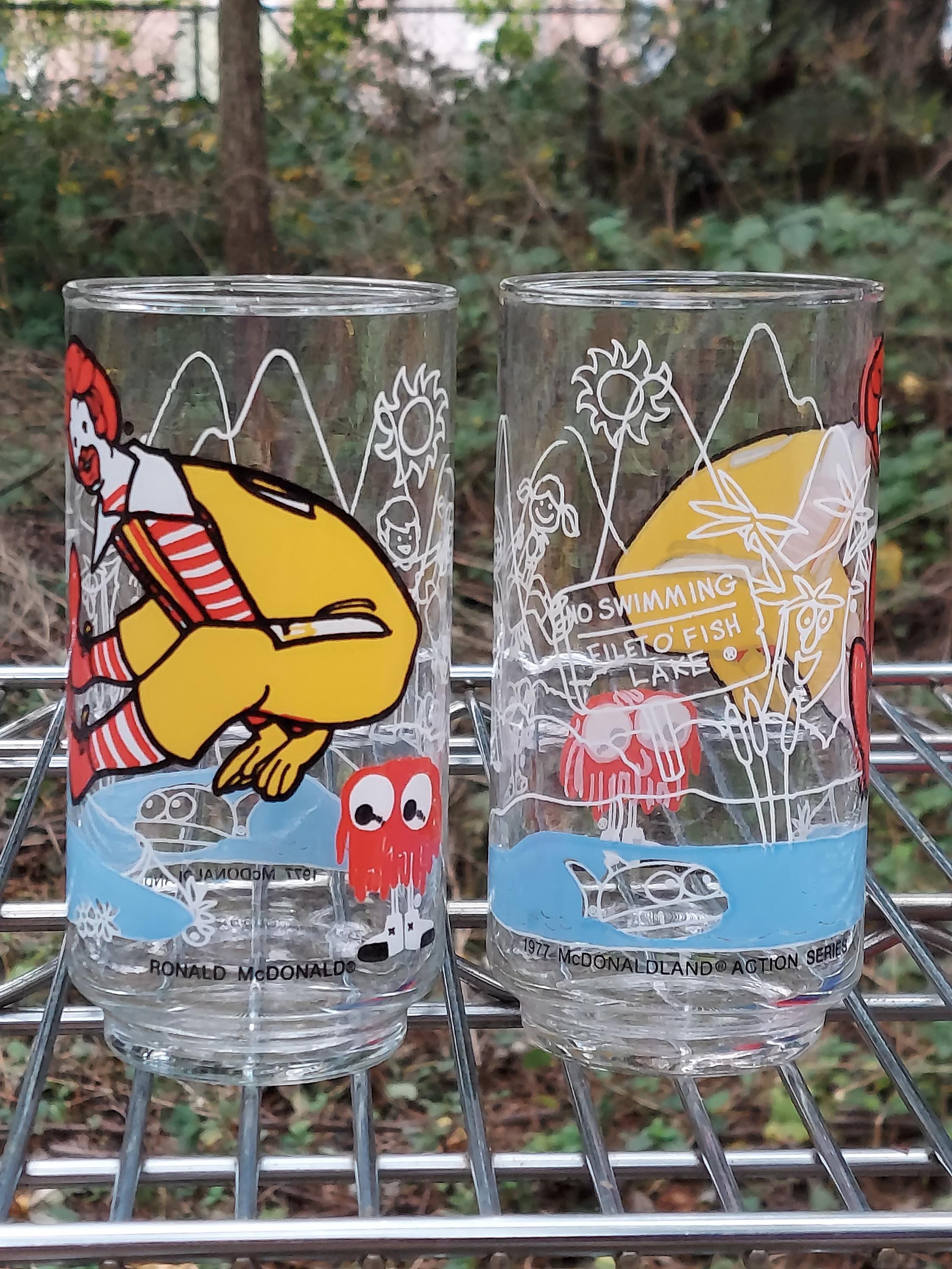 Mcdonalds Mcdonaldland Action Series Glass Drink Tumblers Glasses