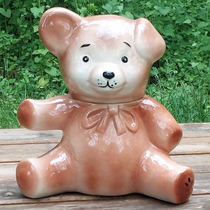 Teddy bear cookie jar Vintage ceramic Pottery
