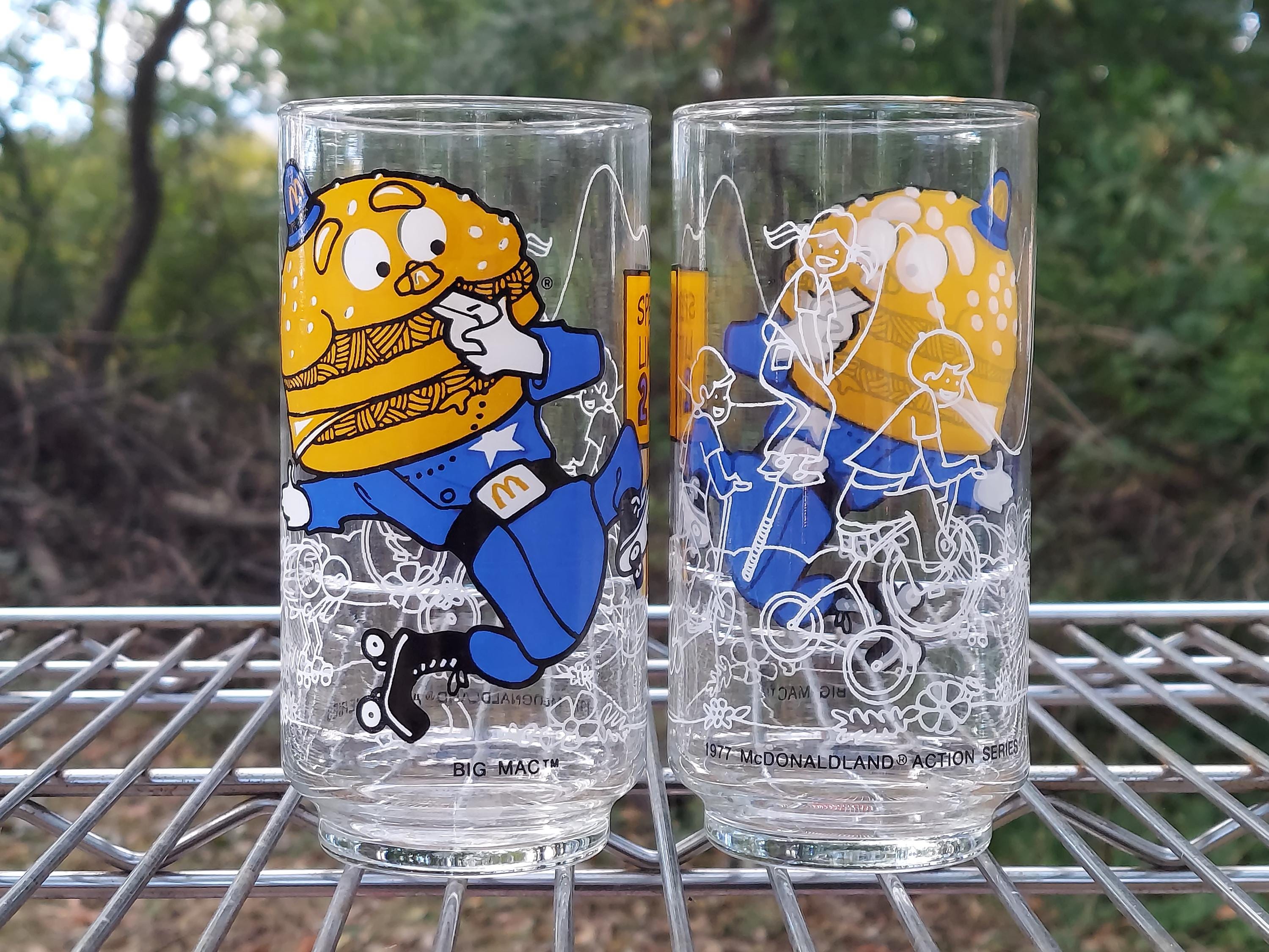 Mcdonalds Mcdonaldland Action Series Glass Drink Tumblers Glasses