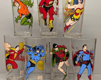 Vasos con personajes de superhéroes de DC Comics, promoción de Pepsi de 1978