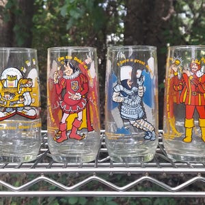 Bicchieri tumbler in vetro Burger King, anni &#39;70, Libbey