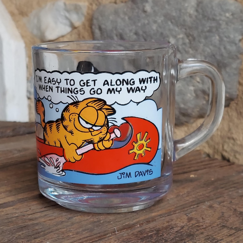McDonalds Garfield drink mug glasses 1980s Jim Davis Things go my way