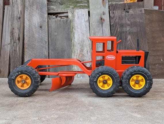 ポスラ? グレーダー ミニカー オレンジ　（TONKA） Tonka Road Grader Orange 1976-7 Model 2510 - Etsy