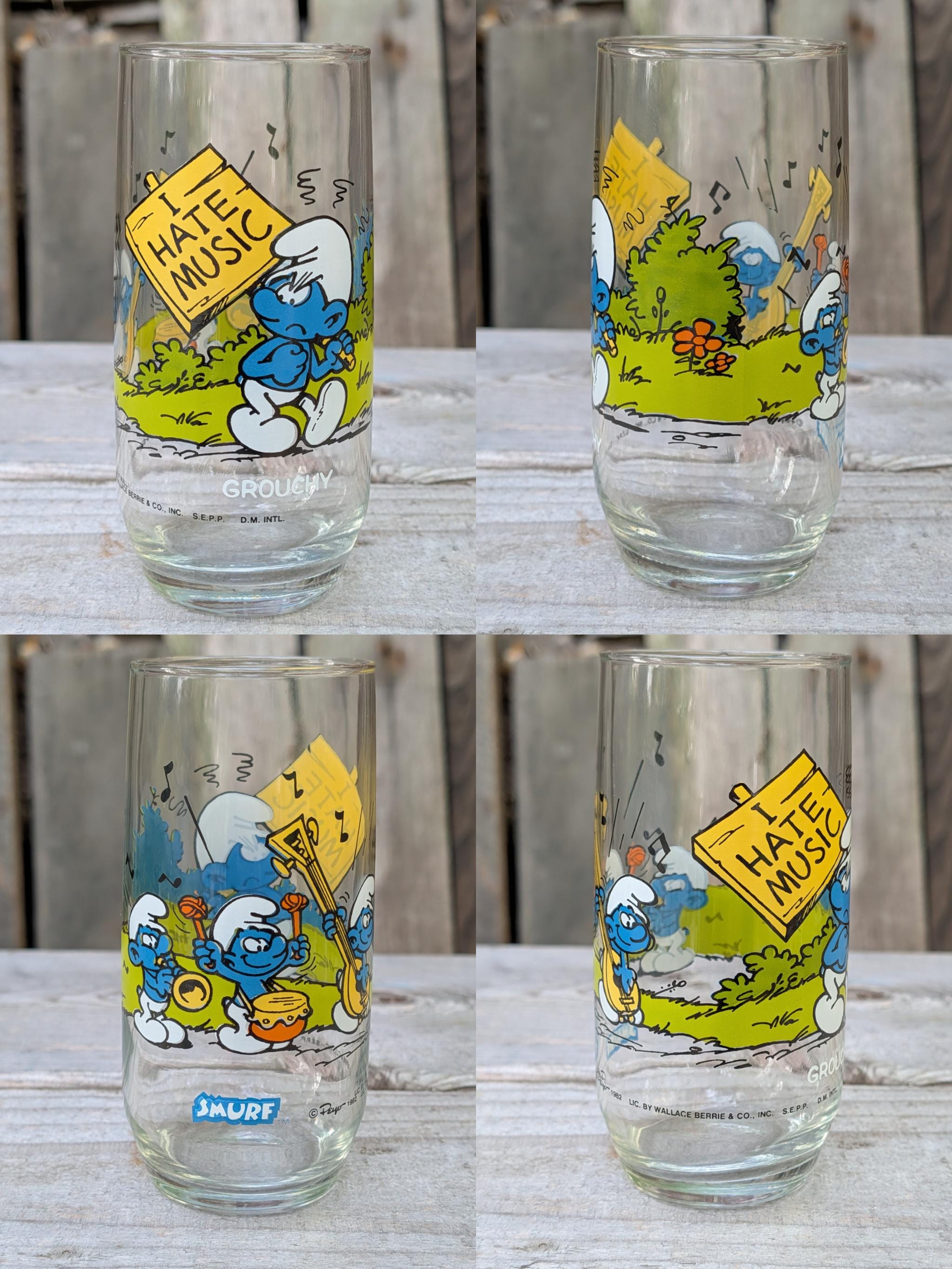 スマーフガラスドリンクタンブラーグラス1982-83ハーディーズリビー