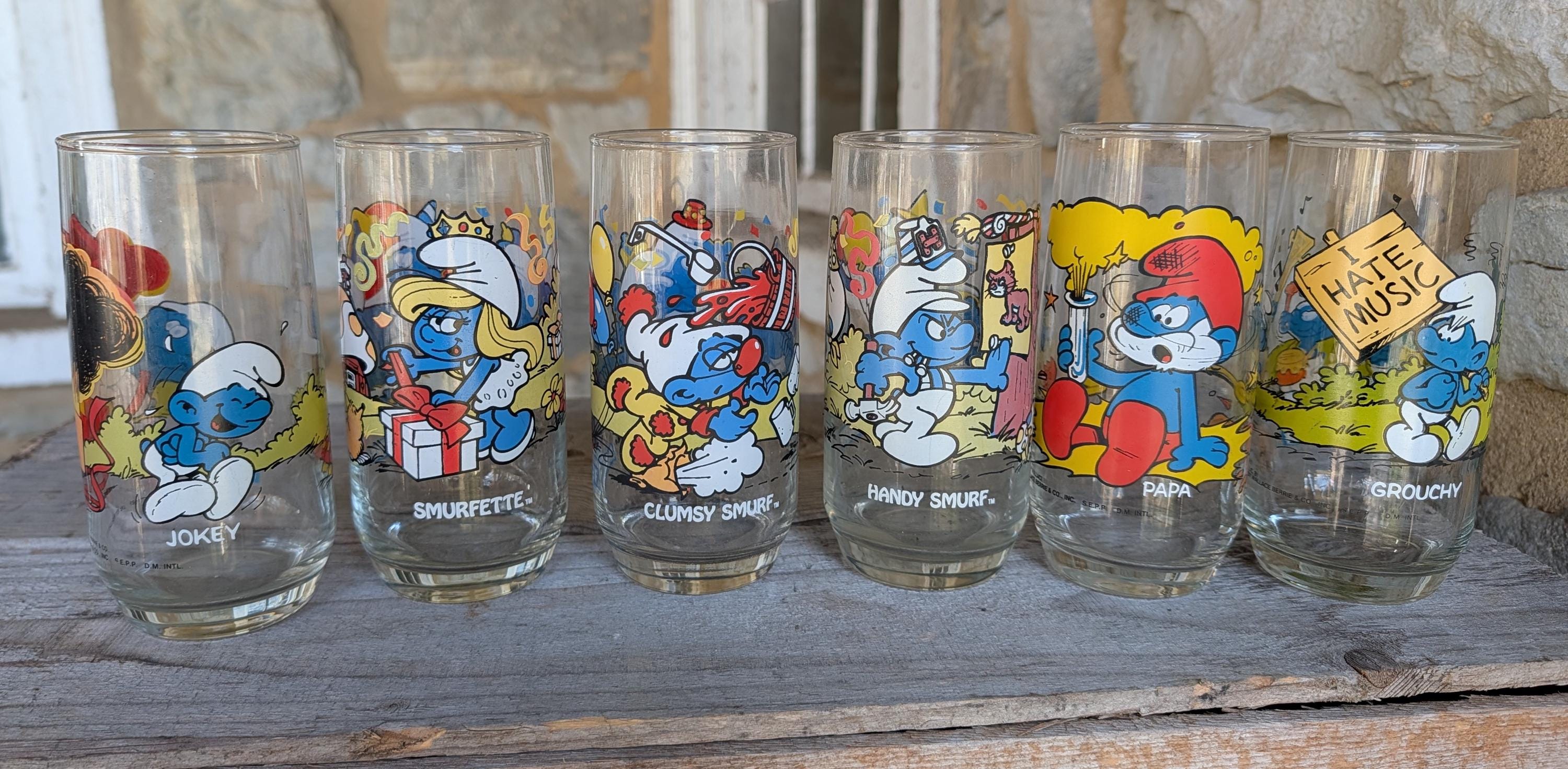 Smurf Glass Drink Tumblers FLAWS 1982-83 Hardee's - Etsy