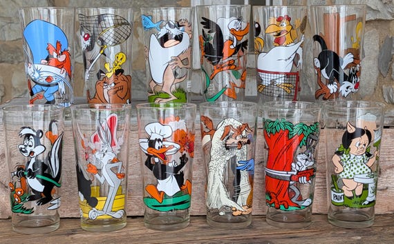 Looney Tunes Warner Bros Character Glasses Drink Tumblers Pepsi