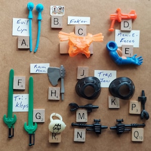 MOTU He-man original parts Wave2 weapons accessories by Mattel 1983