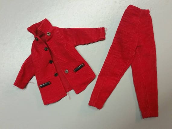 Maddie Mod clone Barbie style bright red corduroy suit | Etsy