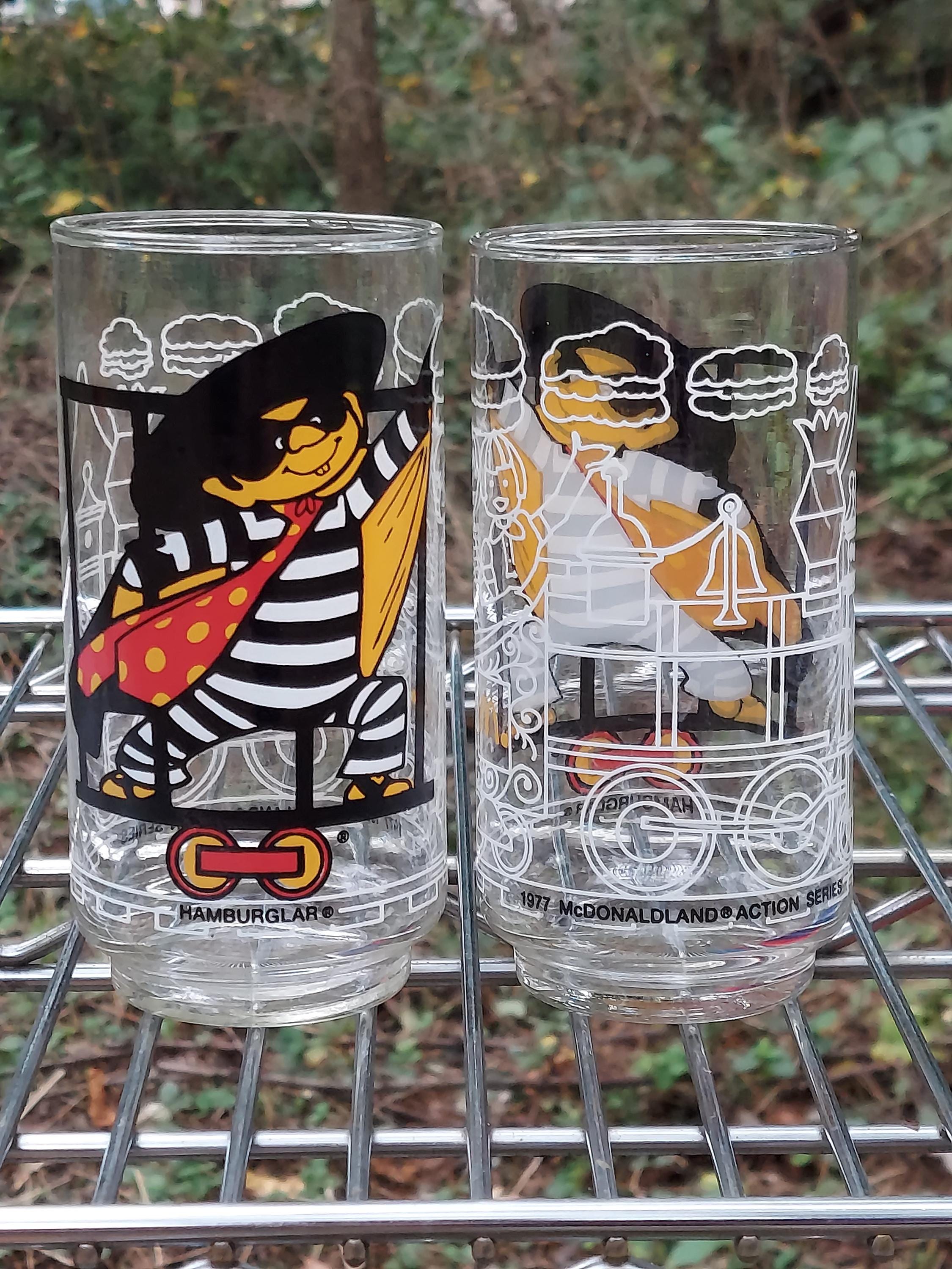 Mcdonalds Mcdonaldland Action Series Glass Drink Tumblers Glasses