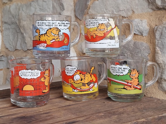 McDonalds Garfield drink mug glasses 1980s Jim Davis