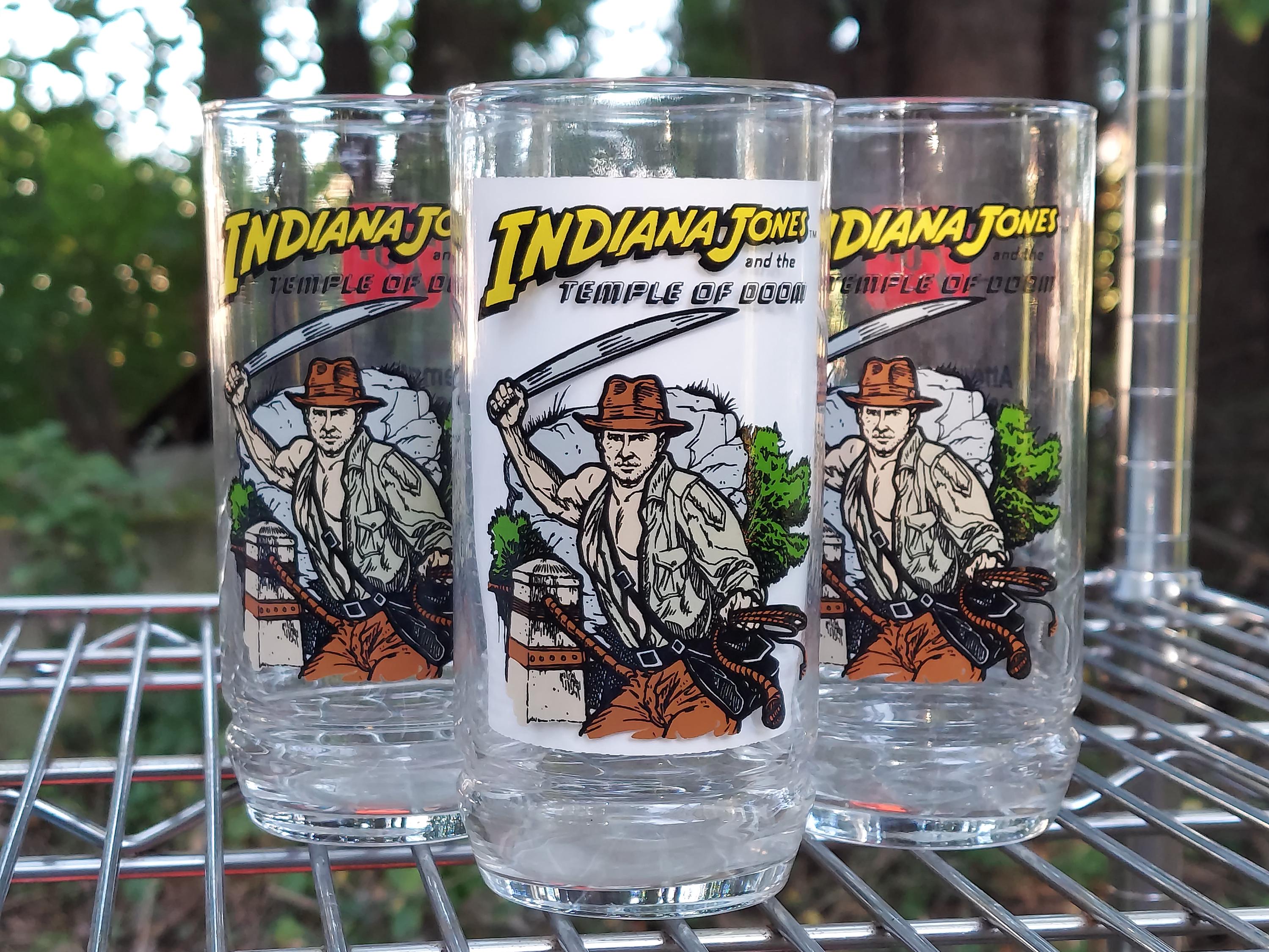 Indiana Jones Temple of Doom Drinking Glasses Tumblers 7-up Promo
