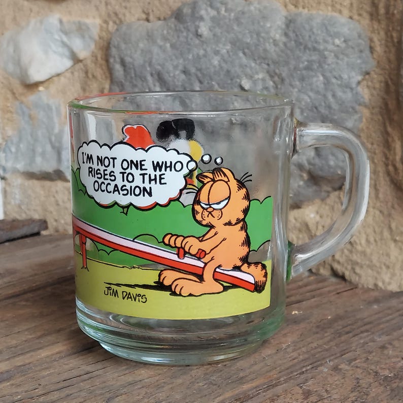 McDonalds Garfield drink mug glasses 1980s Jim Davis Rises tothe Occasion