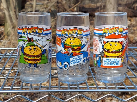 Mcdonalds Mcvote '86 Series Glass Drink Tumblers Glasses 1980s - Etsy