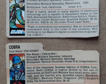 GI Joe File Cards para figuras de brazo recto de la Serie 1 ARAH por Hasbro 1982