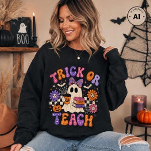 Halloween Teacher Sweatshirt, Trick or Teach Crewneck, Spooky Teacher Sweatshirt, Cute Ghost Teacher Pullover, Fall Teacher Gift Pumpkins