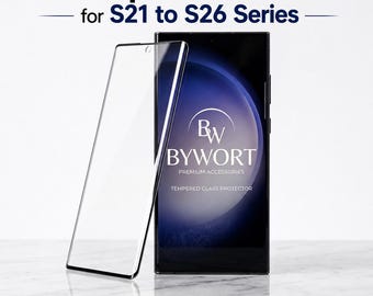Samsung Galaxy S21-S26 Tempered Glass Screen Protector, HD Clear Scratch Resistant Bubble Free